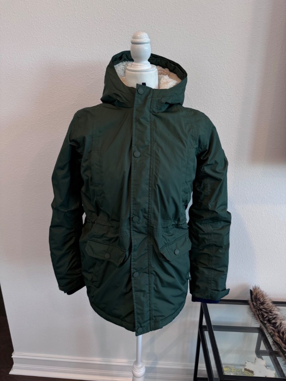 LANDS END Woman’s Down Green Parka w/Hood  Size XXL 12-14 - Picture 9 of 16
